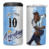Personalized Argentina Football La Seleccion 4 in 1 Can Cooler Tumbler Argentinian Horse Soccer Mascot Patriotic Grunge