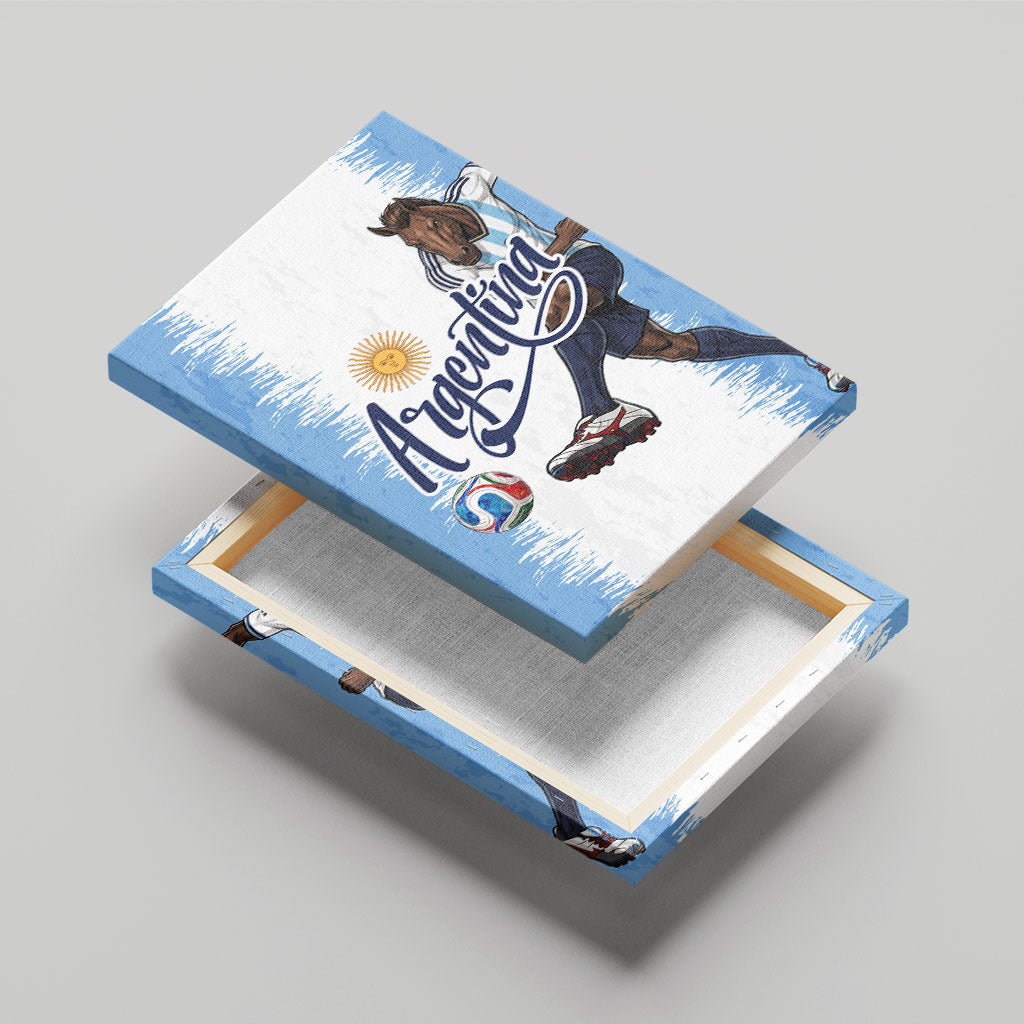 Argentina Football La Seleccion Canvas Wall Art Argentinian Horse Soccer Mascot Patriotic Grunge