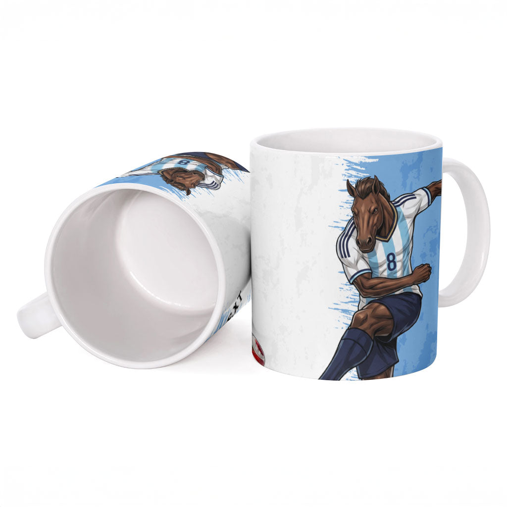Personalized Argentina Football La Seleccion Ceramic Mug Argentinian Horse Soccer Mascot Patriotic Grunge