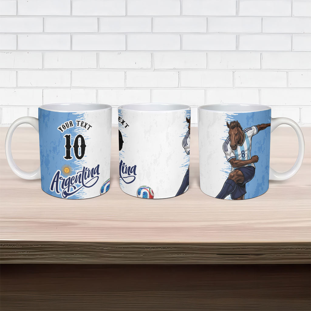 Personalized Argentina Football La Seleccion Ceramic Mug Argentinian Horse Soccer Mascot Patriotic Grunge