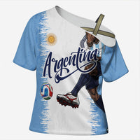 Personalized Argentina Football La Seleccion Cross Shoulder Shirt Argentinian Horse Soccer Mascot Patriotic Grunge