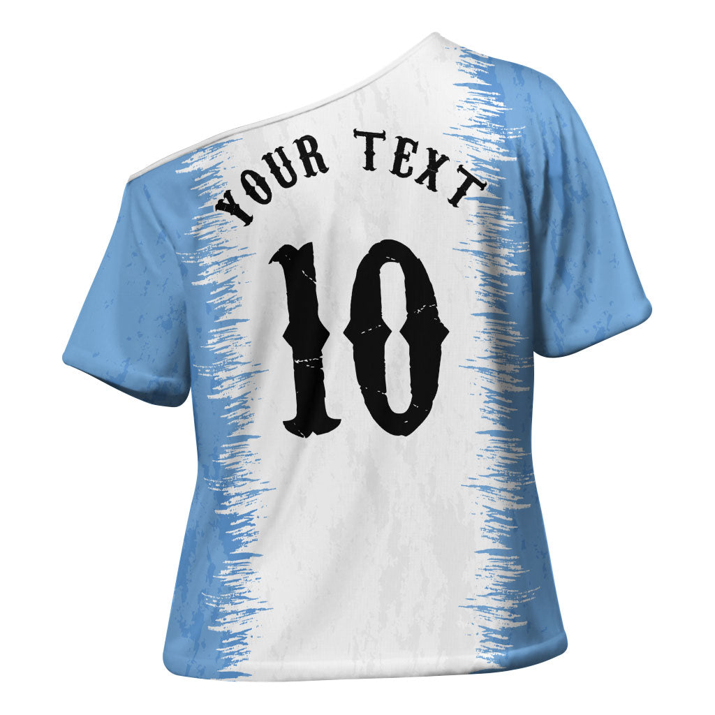 Personalized Argentina Football La Seleccion Cross Shoulder Shirt Argentinian Horse Soccer Mascot Patriotic Grunge