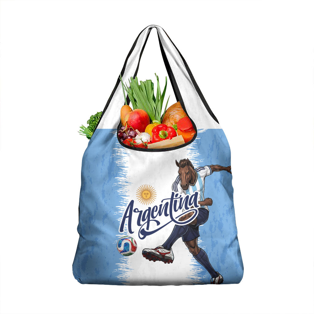 Argentina Football La Seleccion Grocery Bag Argentinian Horse Soccer Mascot Patriotic Grunge