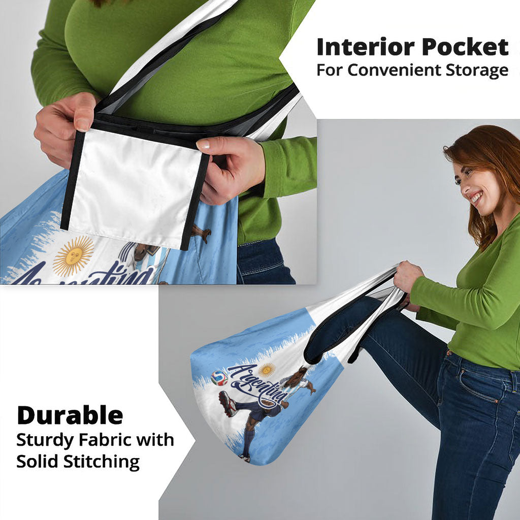 Argentina Football La Seleccion Grocery Bag Argentinian Horse Soccer Mascot Patriotic Grunge