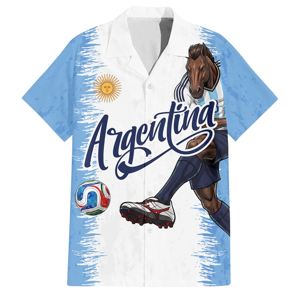 Personalized Argentina Football La Seleccion Hawaiian Shirt Argentinian Horse Soccer Mascot Patriotic Grunge