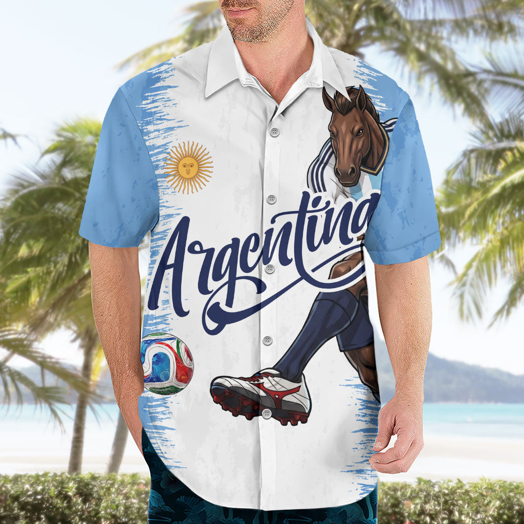 Personalized Argentina Football La Seleccion Hawaiian Shirt Argentinian Horse Soccer Mascot Patriotic Grunge