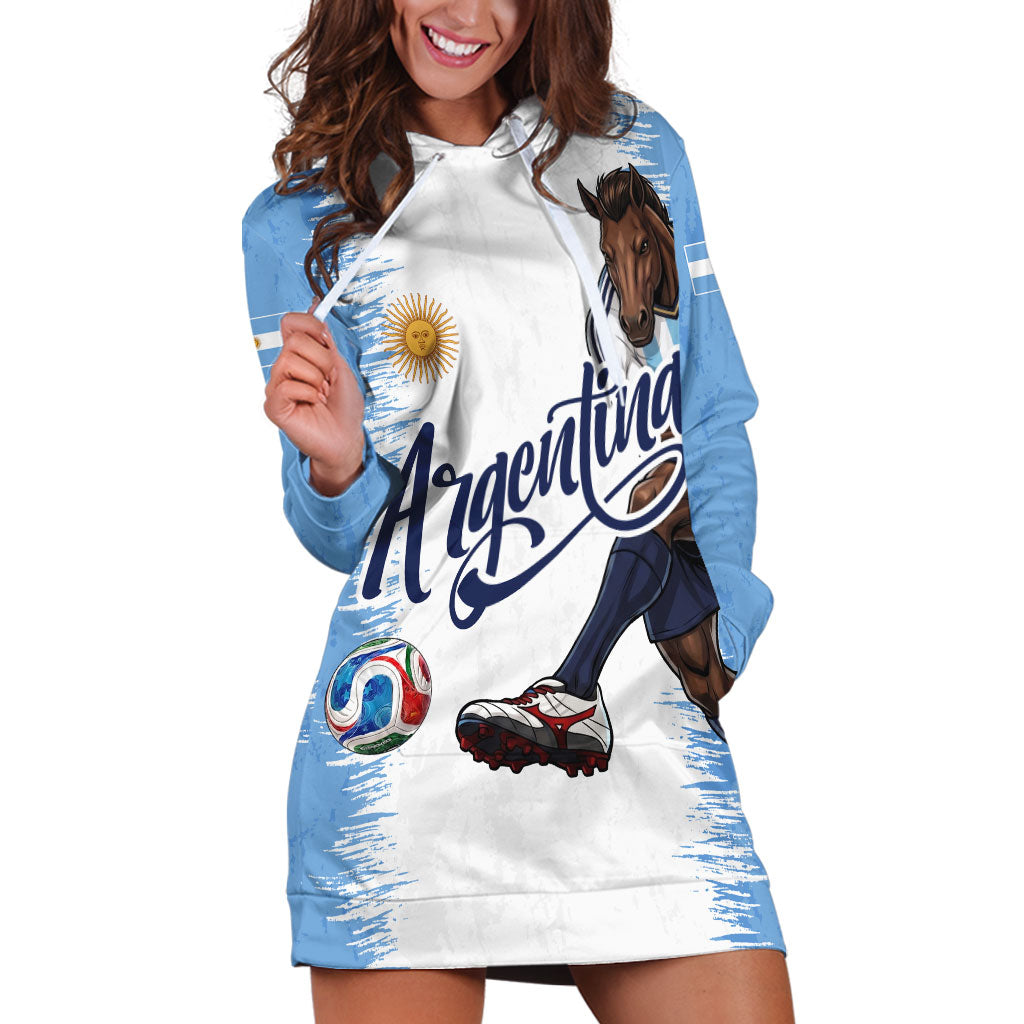 Personalized Argentina Football La Seleccion Hoodie Dress Argentinian Horse Soccer Mascot Patriotic Grunge