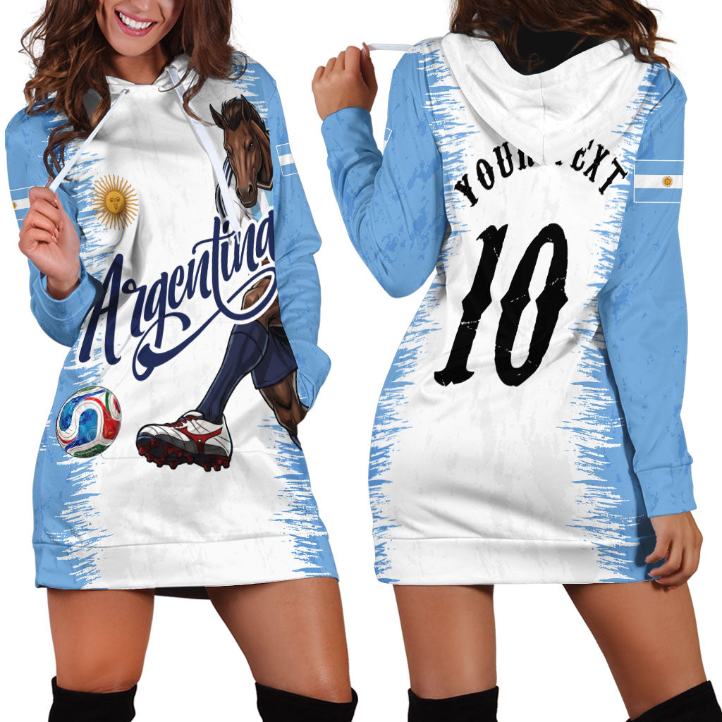Personalized Argentina Football La Seleccion Hoodie Dress Argentinian Horse Soccer Mascot Patriotic Grunge
