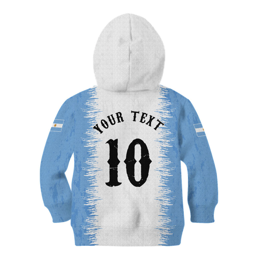 Personalized Argentina Football La Seleccion Kid Hoodie Argentinian Horse Soccer Mascot Patriotic Grunge