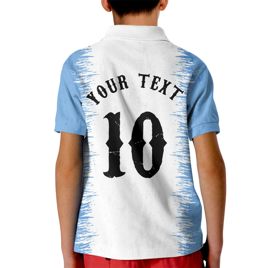 Personalized Argentina Football La Seleccion Kid Polo Shirt Argentinian Horse Soccer Mascot Patriotic Grunge