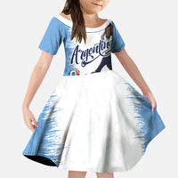 Personalized Argentina Football La Seleccion Kid Short Sleeve Dress Argentinian Horse Soccer Mascot Patriotic Grunge