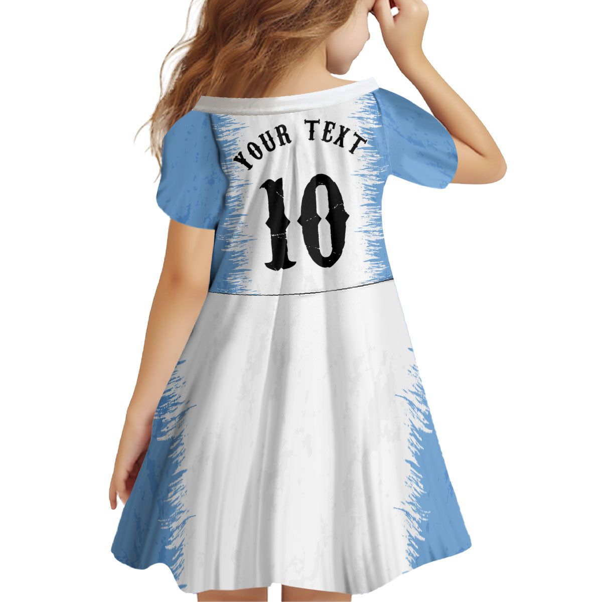 Personalized Argentina Football La Seleccion Kid Short Sleeve Dress Argentinian Horse Soccer Mascot Patriotic Grunge