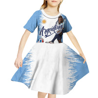 Personalized Argentina Football La Seleccion Kid Short Sleeve Dress Argentinian Horse Soccer Mascot Patriotic Grunge