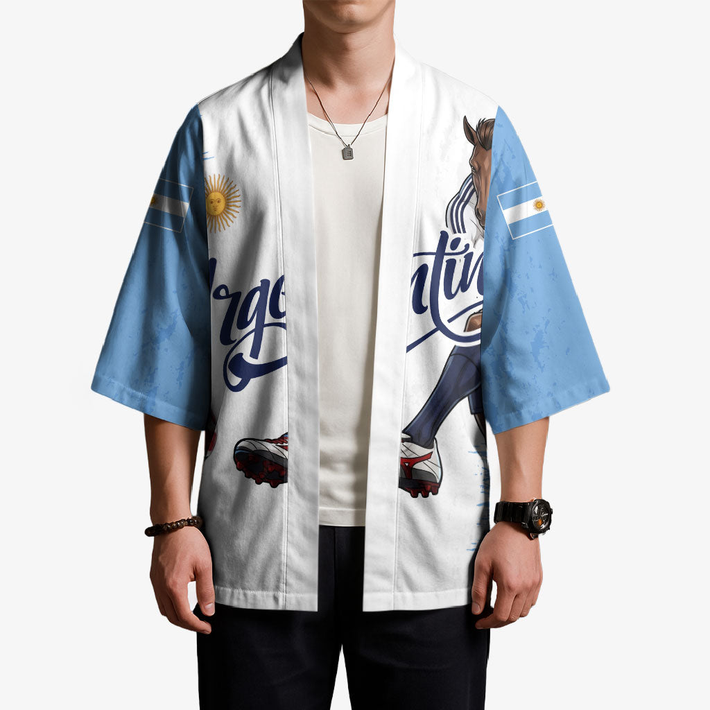 Personalized Argentina Football La Seleccion Kimono Argentinian Horse Soccer Mascot Patriotic Grunge