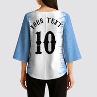 Personalized Argentina Football La Seleccion Kimono Sleeve Blouse Argentinian Horse Soccer Mascot Patriotic Grunge