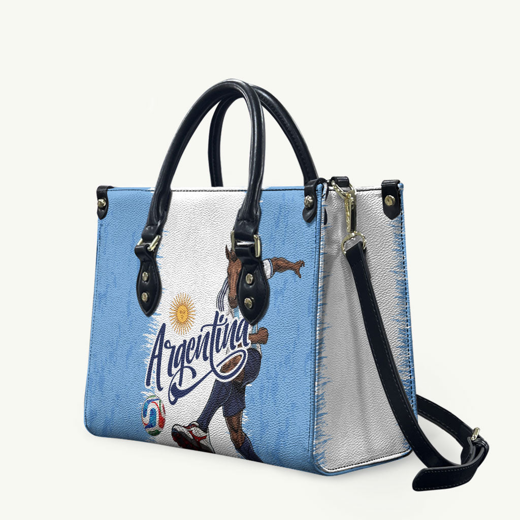 Argentina Football La Seleccion Leather Bag Argentinian Horse Soccer Mascot Patriotic Grunge