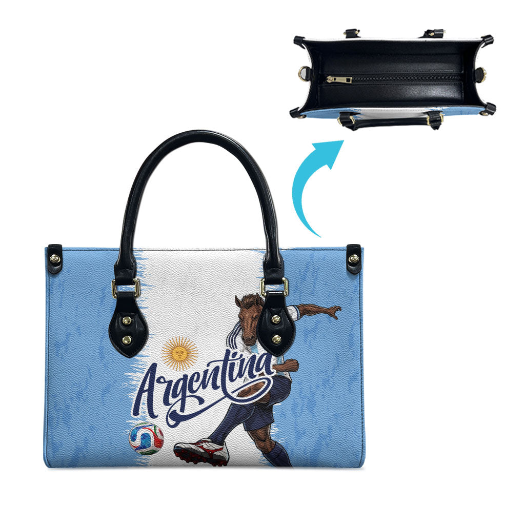 Argentina Football La Seleccion Leather Bag Argentinian Horse Soccer Mascot Patriotic Grunge