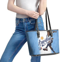 Argentina Football La Seleccion Leather Tote Bag Argentinian Horse Soccer Mascot Patriotic Grunge