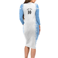 Personalized Argentina Football La Seleccion Long Sleeve Bodycon Dress Argentinian Horse Soccer Mascot Patriotic Grunge