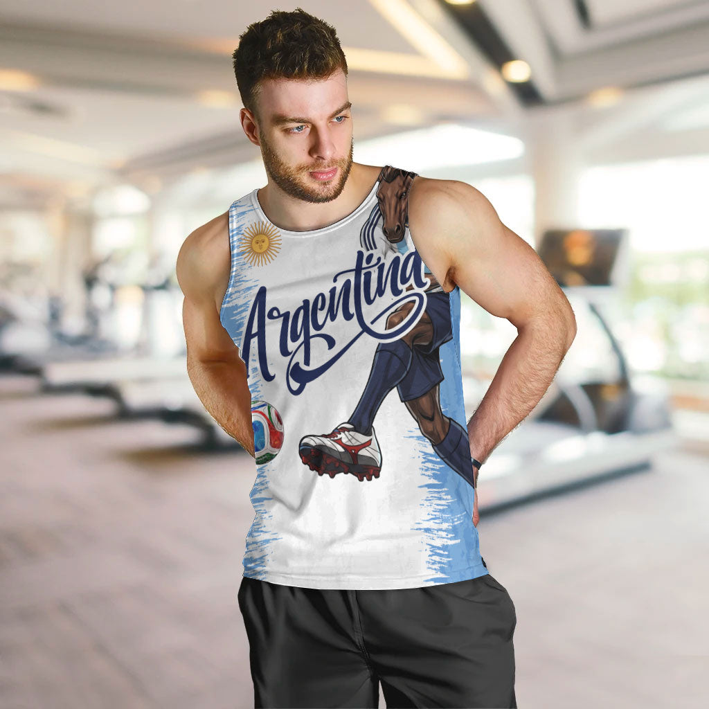 Personalized Argentina Football La Seleccion Men Tank Top Argentinian Horse Soccer Mascot Patriotic Grunge