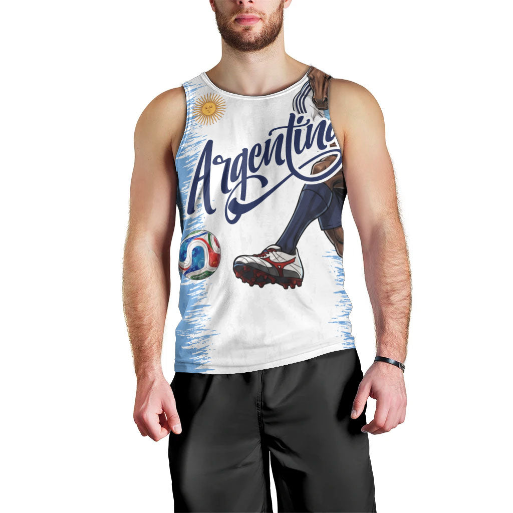 Personalized Argentina Football La Seleccion Men Tank Top Argentinian Horse Soccer Mascot Patriotic Grunge