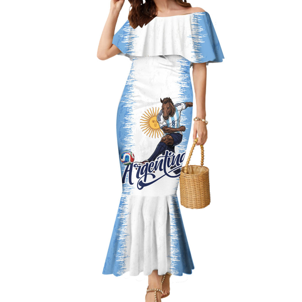 Personalized Argentina Football La Seleccion Mermaid Dress Argentinian Horse Soccer Mascot Patriotic Grunge
