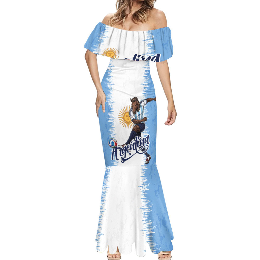 Personalized Argentina Football La Seleccion Mermaid Dress Argentinian Horse Soccer Mascot Patriotic Grunge