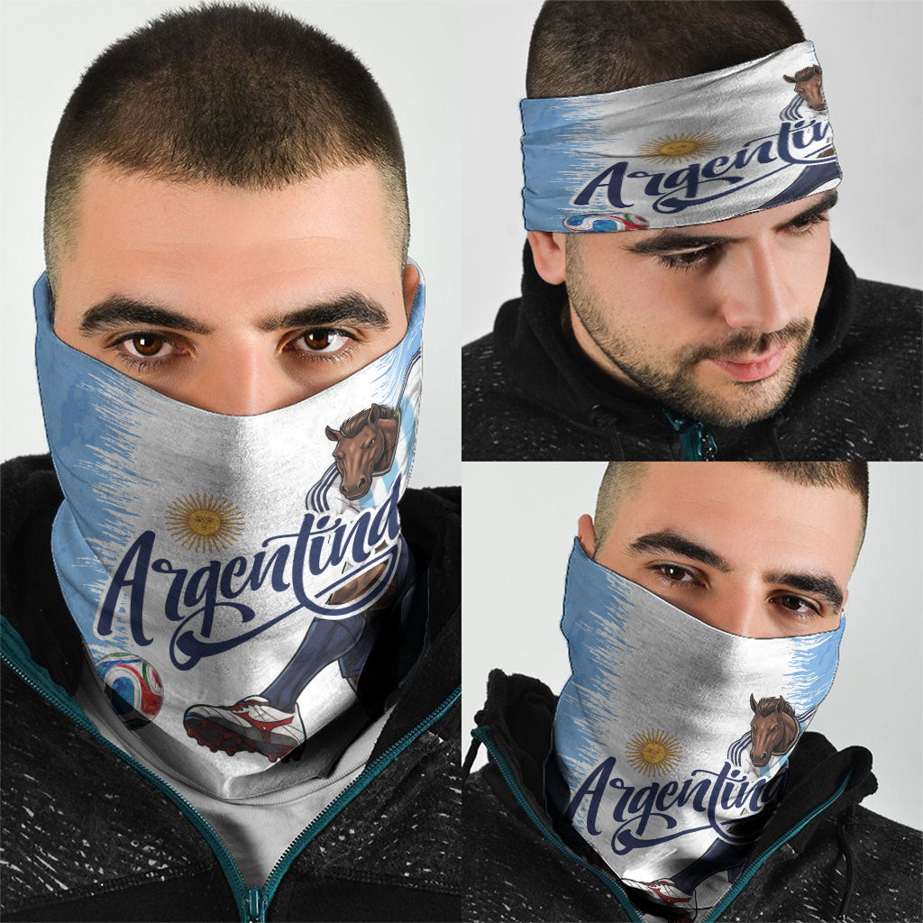 Argentina Football La Seleccion Neck Gaiter Argentinian Horse Soccer Mascot Patriotic Grunge