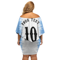 Personalized Argentina Football La Seleccion Off Shoulder Short Dress Argentinian Horse Soccer Mascot Patriotic Grunge