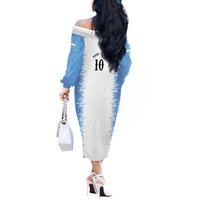 Personalized Argentina Football La Seleccion Off The Shoulder Long Sleeve Dress Argentinian Horse Soccer Mascot Patriotic Grunge