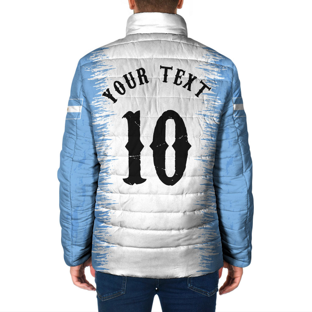 Personalized Argentina Football La Seleccion Padded Jacket Argentinian Horse Soccer Mascot Patriotic Grunge