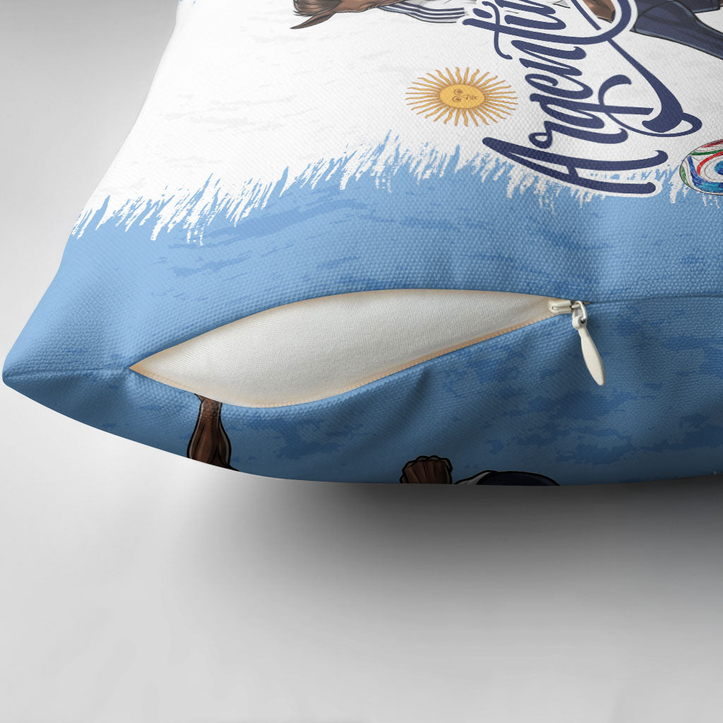 Argentina Football La Seleccion Pillow Cover Argentinian Horse Soccer Mascot Patriotic Grunge