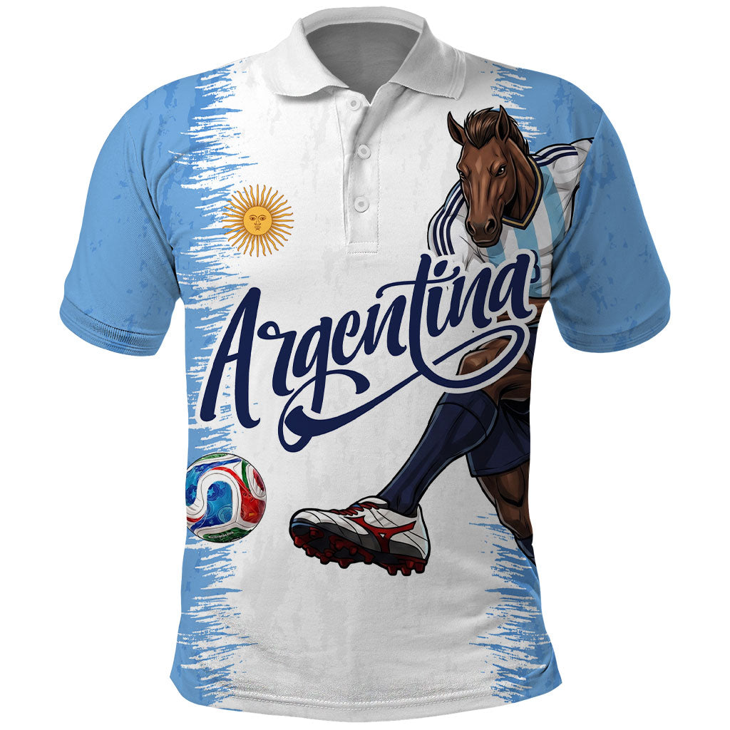 Personalized Argentina Football La Seleccion Polo Shirt Argentinian Horse Soccer Mascot Patriotic Grunge