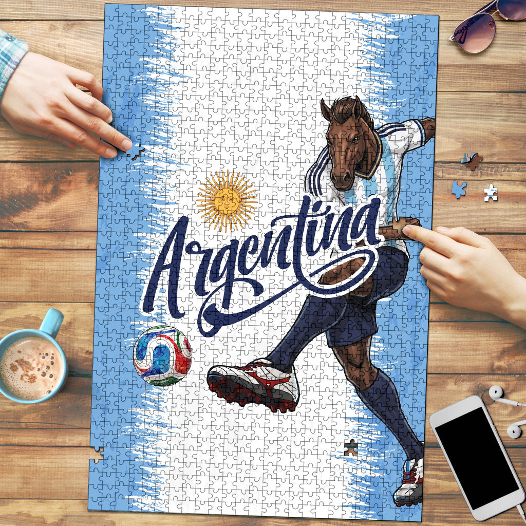 Argentina Football La Seleccion Puzzle Argentinian Horse Soccer Mascot Patriotic Grunge