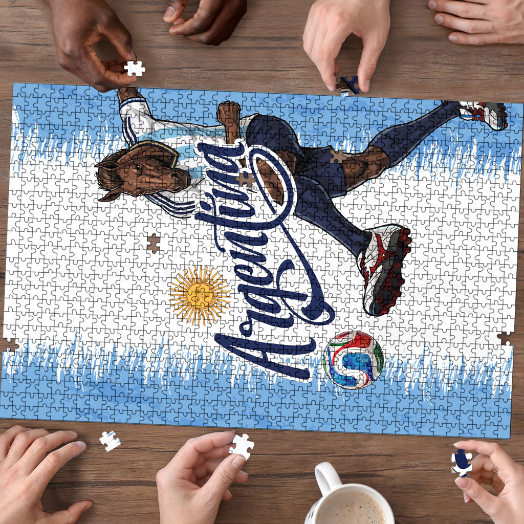 Argentina Football La Seleccion Puzzle Argentinian Horse Soccer Mascot Patriotic Grunge