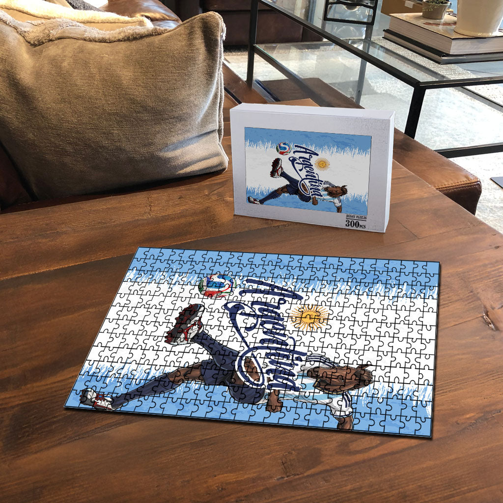 Argentina Football La Seleccion Puzzle Argentinian Horse Soccer Mascot Patriotic Grunge