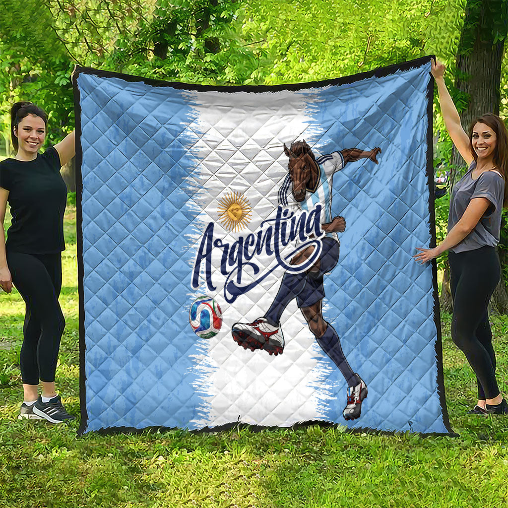 Argentina Football La Seleccion Quilt Argentinian Horse Soccer Mascot Patriotic Grunge