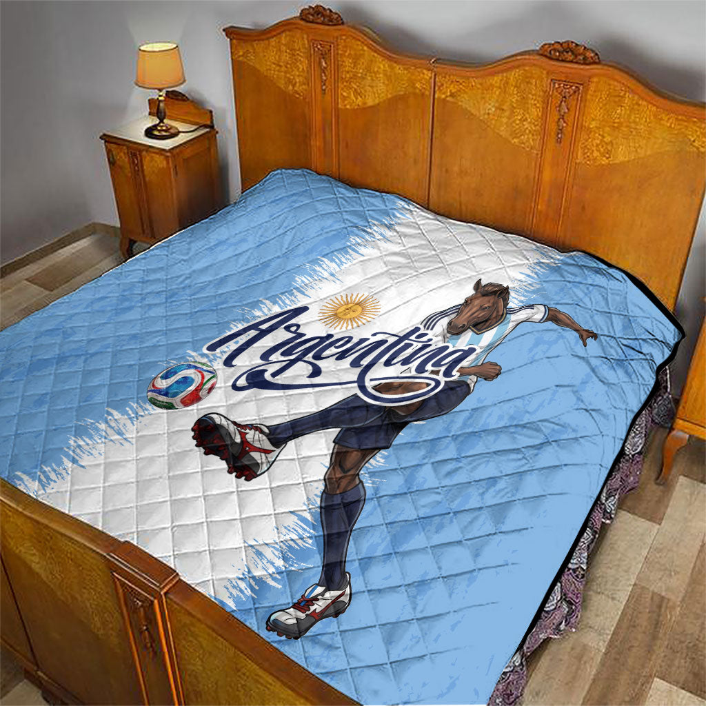 Argentina Football La Seleccion Quilt Argentinian Horse Soccer Mascot Patriotic Grunge