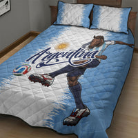 Argentina Football La Seleccion Quilt Bed Set Argentinian Horse Soccer Mascot Patriotic Grunge