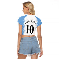 Personalized Argentina Football La Seleccion Raglan Cropped T Shirt Argentinian Horse Soccer Mascot Patriotic Grunge