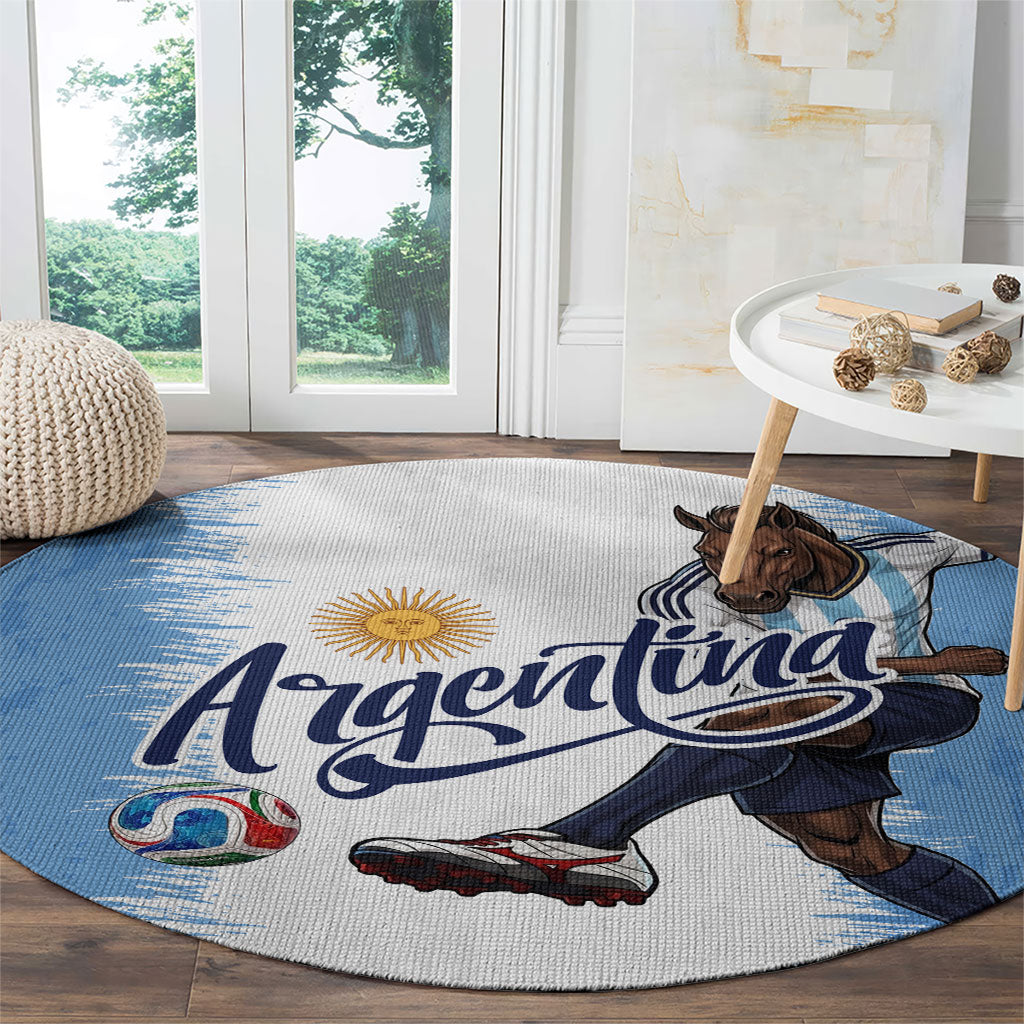 Argentina Football La Seleccion Round Carpet Argentinian Horse Soccer Mascot Patriotic Grunge