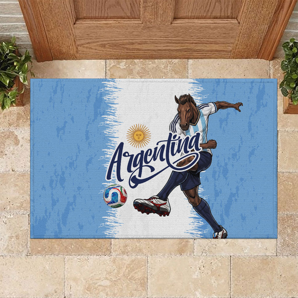 Argentina Football La Seleccion Rubber Doormat Argentinian Horse Soccer Mascot Patriotic Grunge