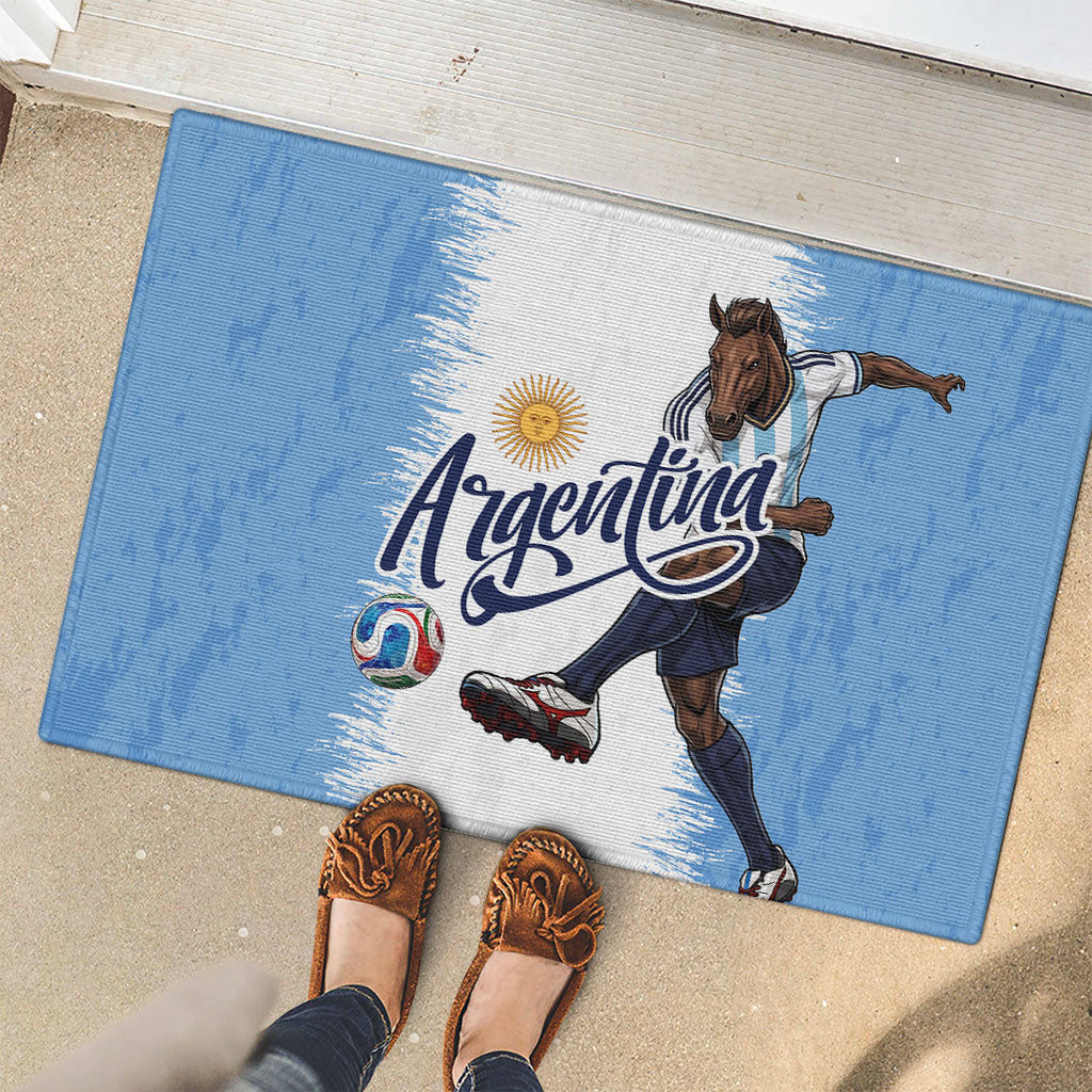 Argentina Football La Seleccion Rubber Doormat Argentinian Horse Soccer Mascot Patriotic Grunge