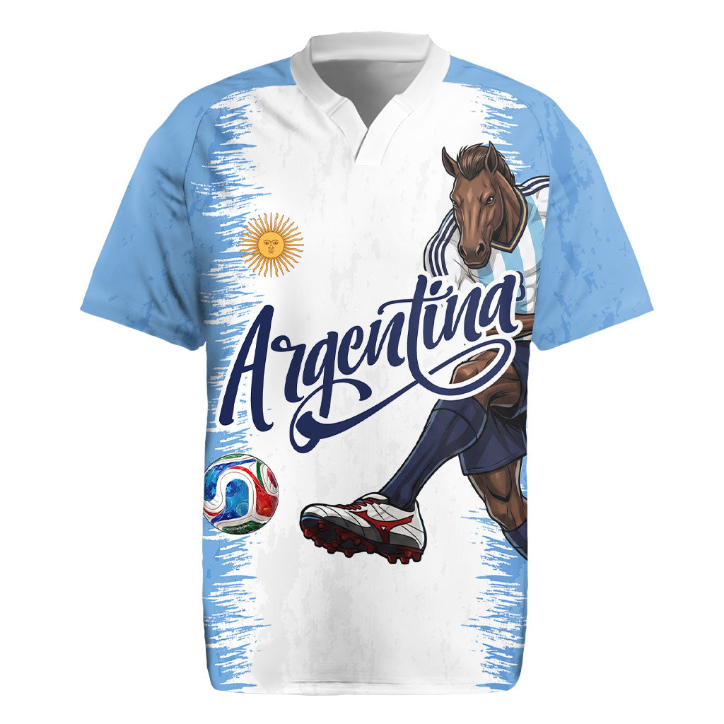 Personalized Argentina Football La Seleccion Rugby Jersey Argentinian Horse Soccer Mascot Patriotic Grunge