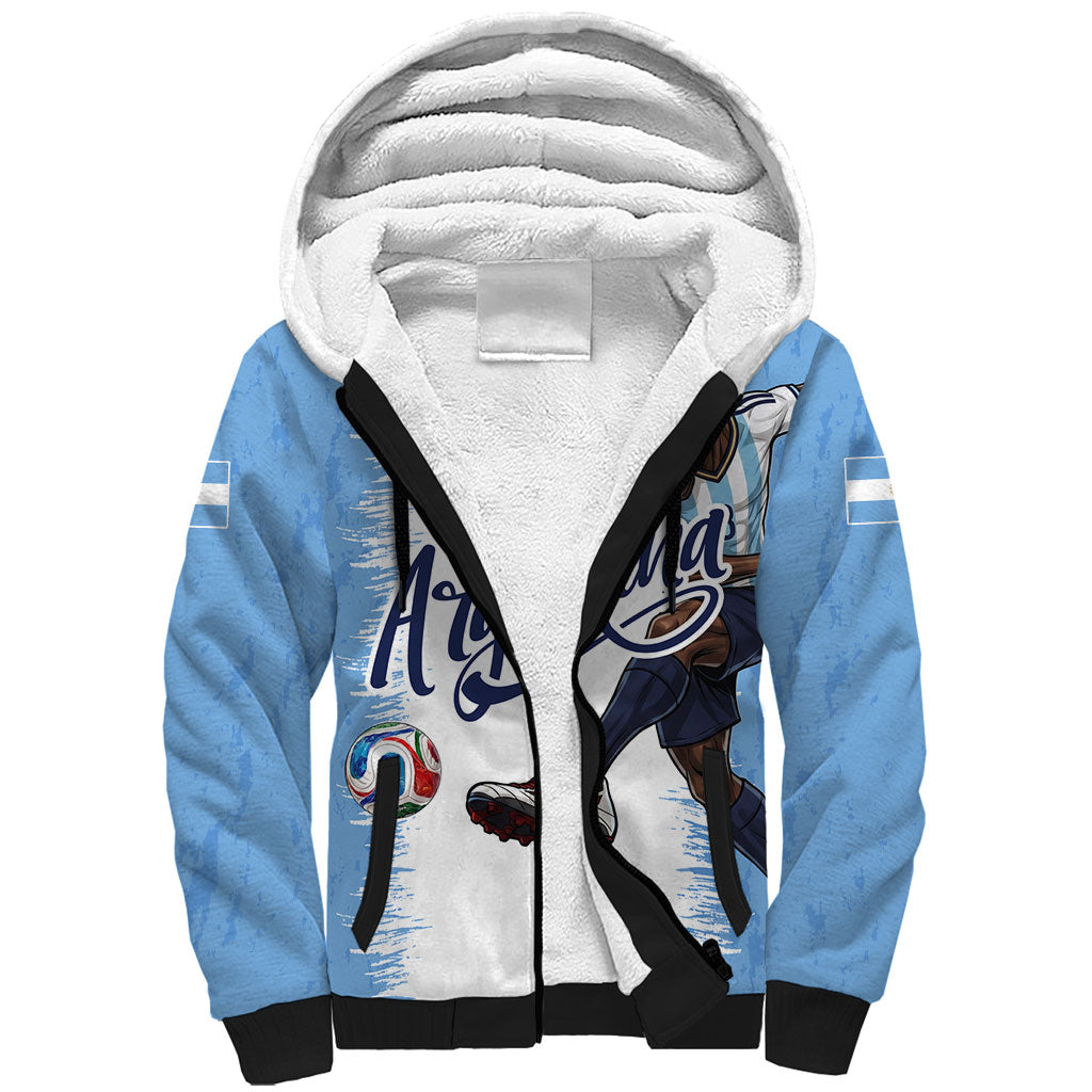 Personalized Argentina Football La Seleccion Sherpa Hoodie Argentinian Horse Soccer Mascot Patriotic Grunge