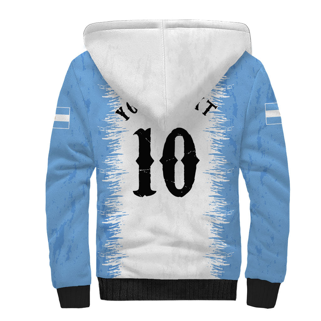 Personalized Argentina Football La Seleccion Sherpa Hoodie Argentinian Horse Soccer Mascot Patriotic Grunge