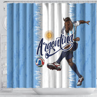 Argentina Football La Seleccion Shower Curtain Argentinian Horse Soccer Mascot Patriotic Grunge