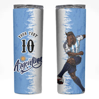 Personalized Argentina Football La Seleccion Skinny Tumbler Argentinian Horse Soccer Mascot Patriotic Grunge