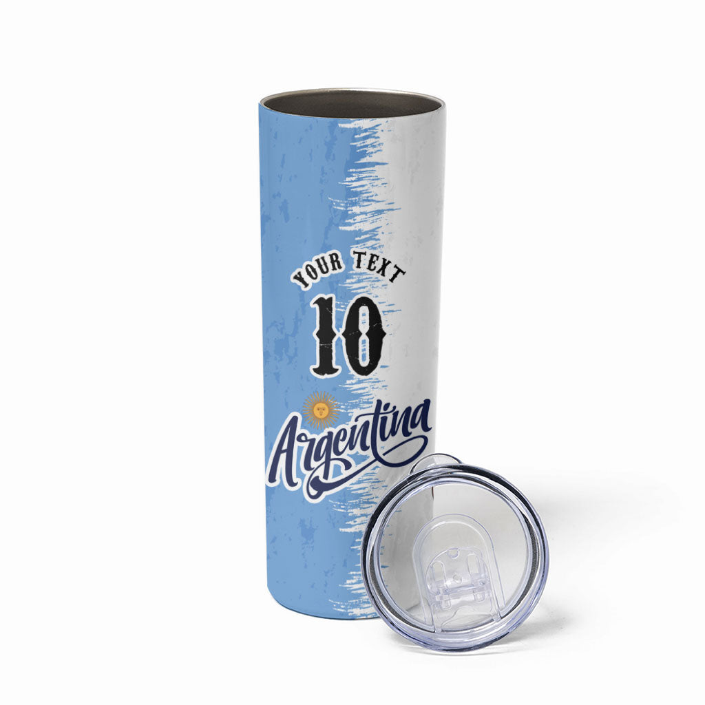 Personalized Argentina Football La Seleccion Skinny Tumbler Argentinian Horse Soccer Mascot Patriotic Grunge