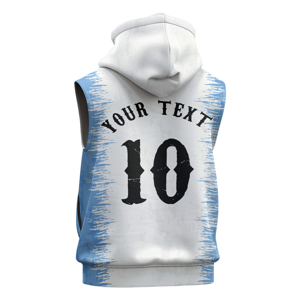 Personalized Argentina Football La Seleccion Sleeveless Hoodie Argentinian Horse Soccer Mascot Patriotic Grunge